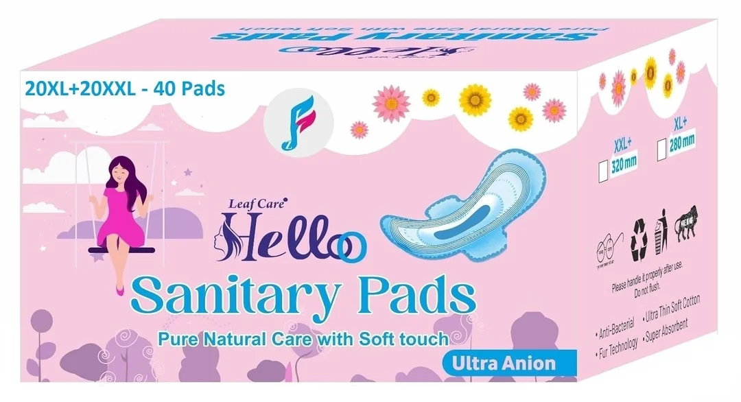 Organic Biodegradable Sanitary Pads for Women Ultra Thin Dual Wings 100 Percent Pure Cotton Heavy Flow 280mm XL XXL Size Anti Bacterial Super Absorbent Rash Free 40 Pads Pack India image 1