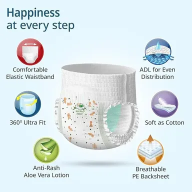 HAMMY DAMMY Baby Diaper Pants XXL (25 Pieces) Double Layer Leakage Protection High Absorbency Soft Breathable Comfort Fit for All Night Dryness thumbnail 4