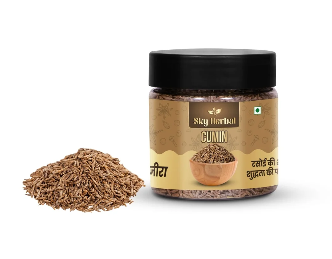 Sky Herbal Premium Whole Cumin Seeds Jeera Jar 100 Percent Natural Aromatic Spice for Indian Cooking Rich Flavor Digestive Health Kitchen Essential Masala Ingredient image 3