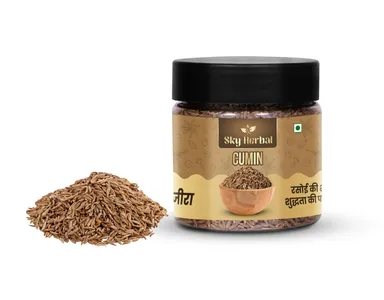 Sky Herbal Premium Whole Cumin Seeds Jeera Jar 100 Percent Natural Aromatic Spice for Indian Cooking Rich Flavor Digestive Health Kitchen Essential Masala Ingredient thumbnail 2