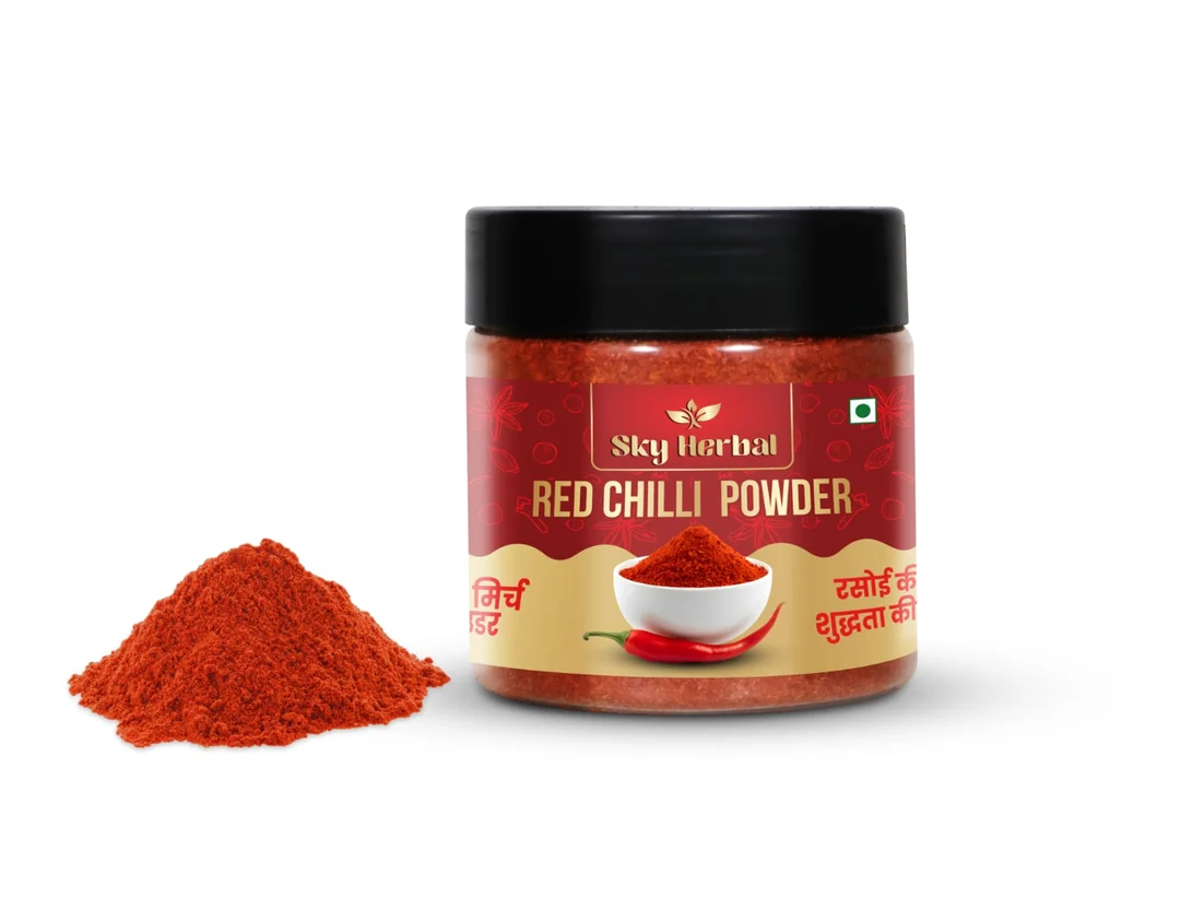 Sky Herbal Premium Red Chilli Powder Lal Mirch Powder Pure Spicy Masala for Indian Cooking Rich Color Strong Flavor Kitchen Essential Spice Jar image 1