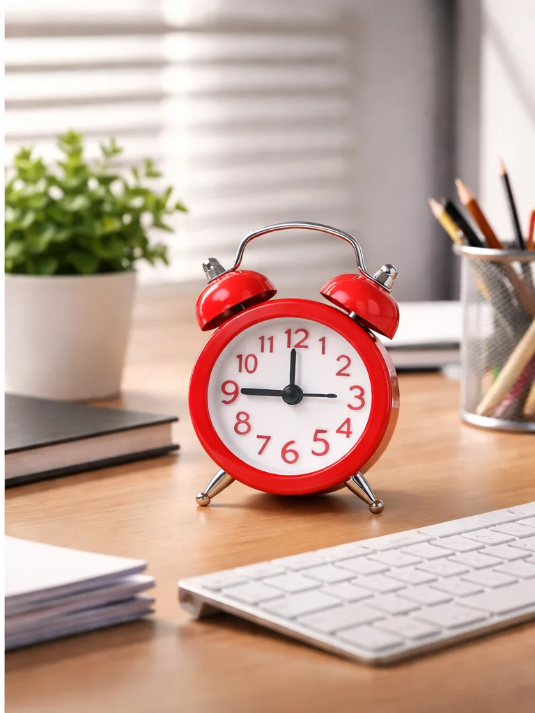 Mini Red Analog Alarm Clock Compact Travel Table Desk Alarm Clock Loud Ringing Battery Operated Easy Read Dial Bedside Alarm Clock for Bedroom Office Home Study Room Portable Clock India image 2
