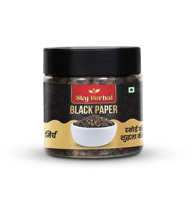 Sky Herbal Premium Black Pepper Whole Kali Mirch Natural Aromatic Spice for Indian Cooking Strong Flavor Digestive Health Kitchen Essential Pepper Jar thumbnail 1