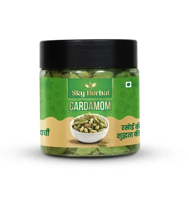 Sky Herbal Premium Green Cardamom Elaichi Whole Natural Aromatic Spice for Indian Cooking Sweet Flavor Dessert Tea Masala Kitchen Essential Jar thumbnail 1