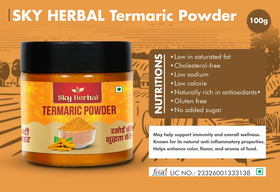 Sky Herbal Premium Turmeric Powder Haldi Natural Organic Haldi Powder for Indian Cooking Golden Color Healing Spice Kitchen Essential Masala Jar image 3