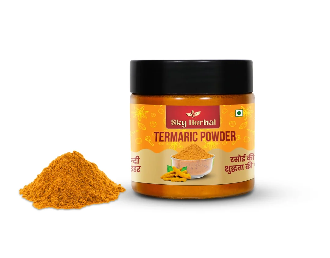 Sky Herbal Premium Turmeric Powder Haldi Natural Organic Haldi Powder for Indian Cooking Golden Color Healing Spice Kitchen Essential Masala Jar image 1