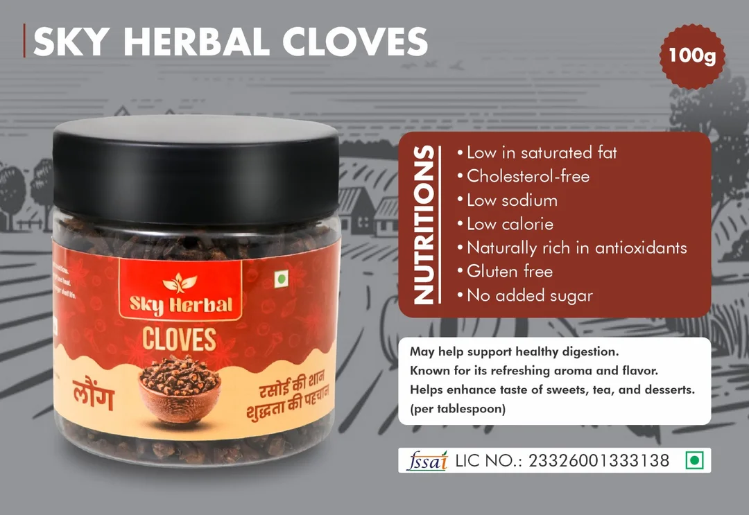Sky Herbal Premium Cloves Laung Whole Natural Aromatic Spice for Indian Cooking Strong Flavor Digestive Health Kitchen Essential Masala Jar image 3