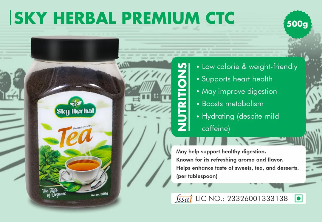 Sky Herbal Premium Natural Tea Leaf Strong Aroma Masala Tea Blend Refreshing Energy Boost Indian Chai Kitchen Essential Healthy Beverage Drink Jar Pack image 2