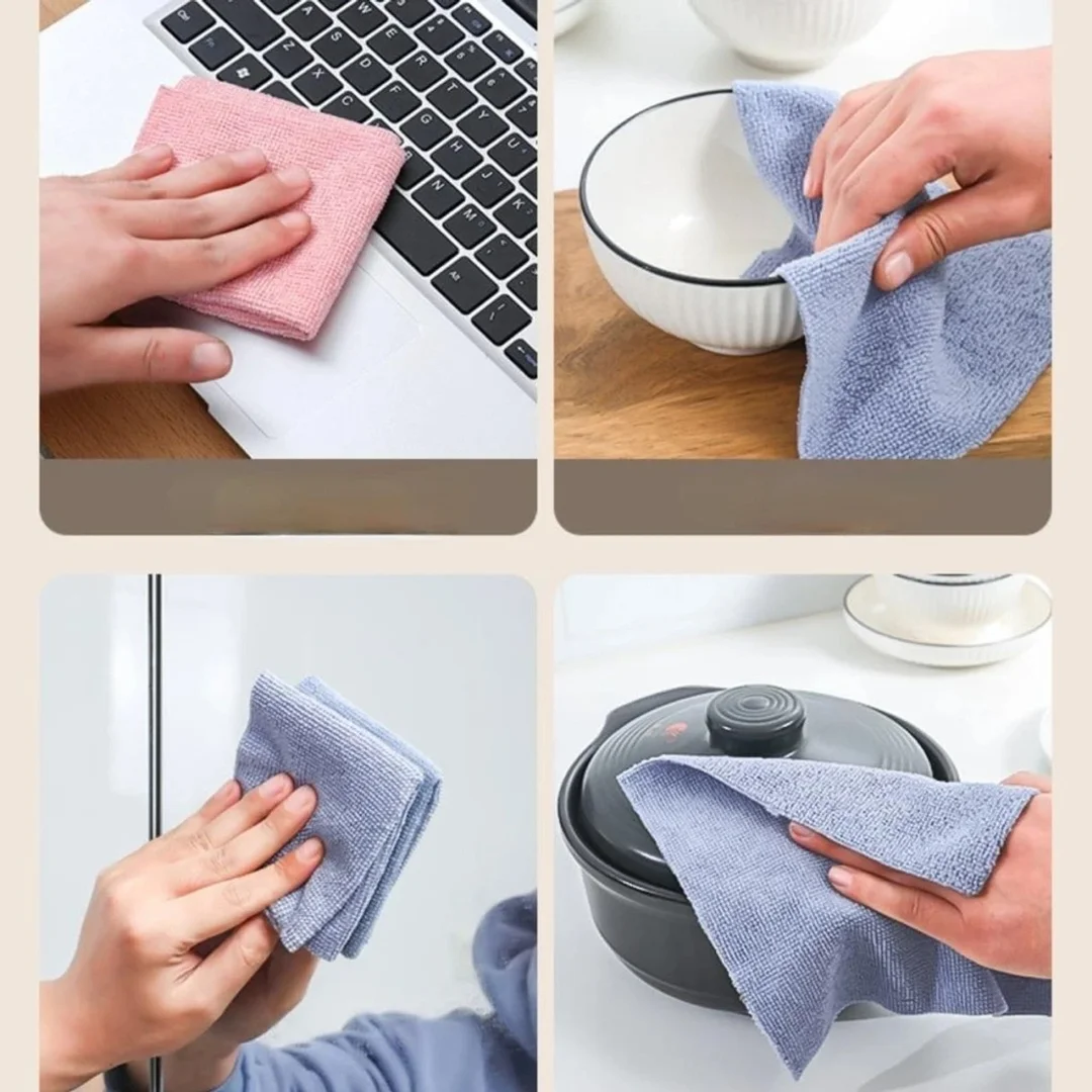HousePill Wet and Dry Microfiber Cleaning Cloth Premium Dual Use Super Absorbent Lint Free Reusable Multipurpose Cleaning Cloth for Kitchen Home Car Glass Electronics Dust Cleaning Towel Pack of 2 image 2