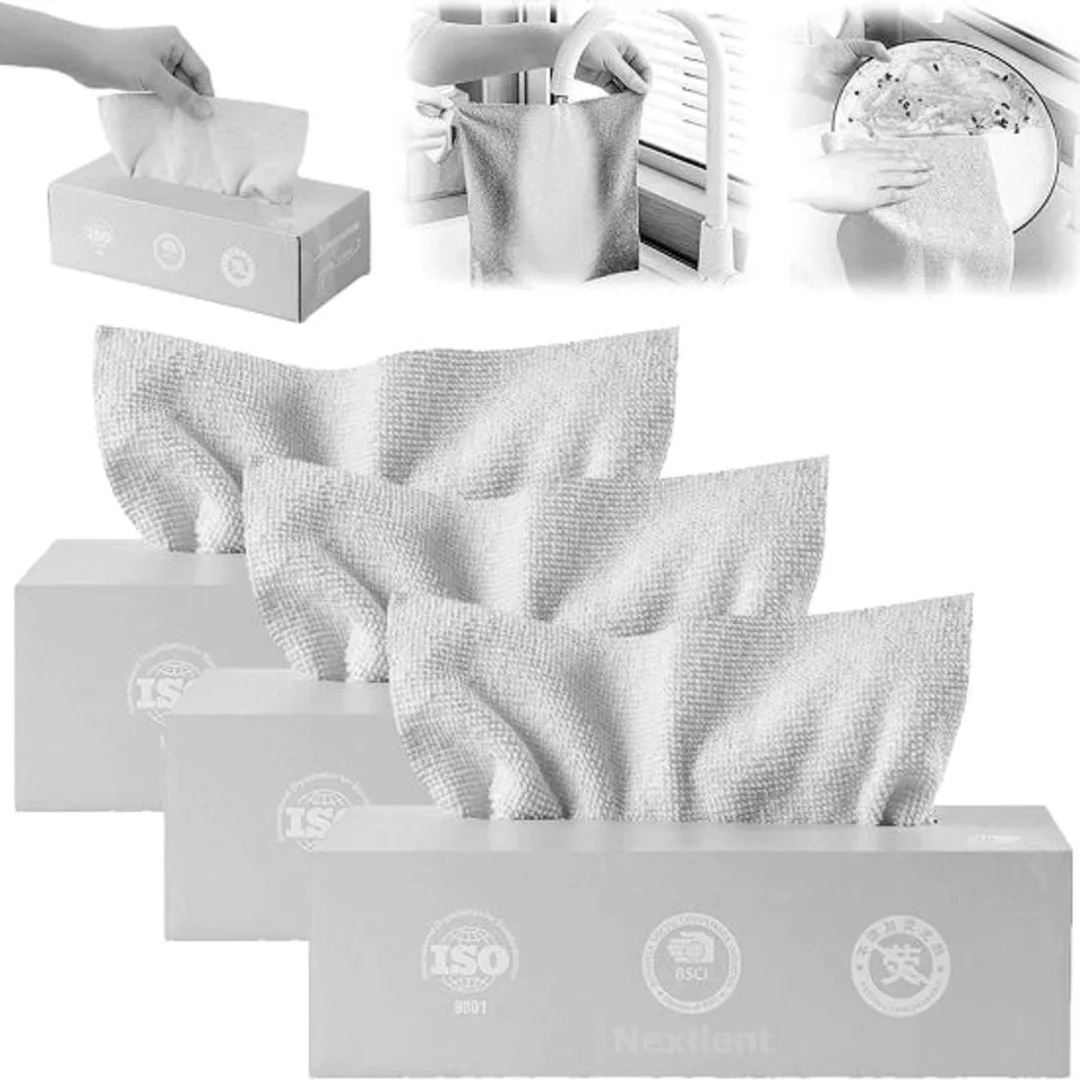 HousePill Wet and Dry Microfiber Cleaning Cloth Premium Dual Use Super Absorbent Lint Free Reusable Multipurpose Cleaning Cloth for Kitchen Home Car Glass Electronics Dust Cleaning Towel Pack of 2 image 1