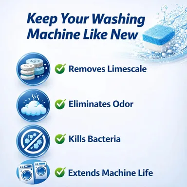 HousePill Laundry Washing Machine Cleaner Tablets 10 Count Deep Cleaning Descaler Removes Limescale Dirt Odour Build Up Drum Cleaner for Front Load Top Load Fully Automatic Washing Machine Hygiene Maintenance Tablets India thumbnail 1