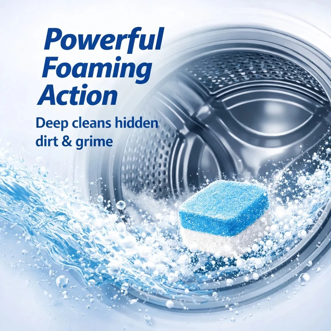 HousePill Laundry Washing Machine Cleaner Tablets 10 Count Deep Cleaning Descaler Removes Limescale Dirt Odour Build Up Drum Cleaner for Front Load Top Load Fully Automatic Washing Machine Hygiene Maintenance Tablets India image 4