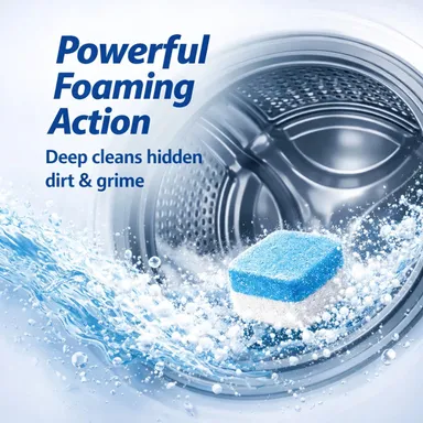 HousePill Laundry Washing Machine Cleaner Tablets 10 Count Deep Cleaning Descaler Removes Limescale Dirt Odour Build Up Drum Cleaner for Front Load Top Load Fully Automatic Washing Machine Hygiene Maintenance Tablets India thumbnail 3