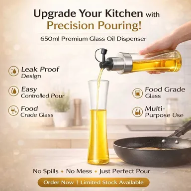 HousePill 650 ml Cooking Oil Dispenser Bottle Pack of 2 Leakproof Kitchen Oil Container Spray-Free Pouring Spout BPA Free Plastic Oil Storage Jar for Cooking Olive Mustard Sunflower Oil Kitchen Organizer India thumbnail 1