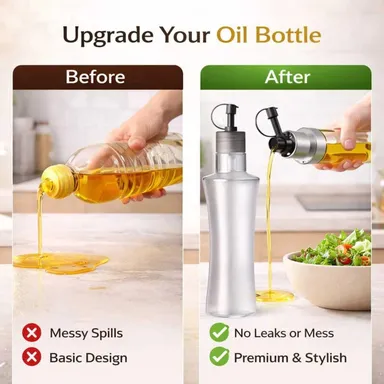 HousePill 650 ml Cooking Oil Dispenser Bottle Pack of 2 Leakproof Kitchen Oil Container Spray-Free Pouring Spout BPA Free Plastic Oil Storage Jar for Cooking Olive Mustard Sunflower Oil Kitchen Organizer India thumbnail 2