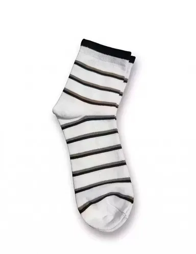Moonveil Collections Men Premium Cotton Striped Ankle Socks Pack of 6 (2 Sets of 3 Pairs) Breathable Comfortable Sweat Absorbent Daily Wear White Socks India for Office Casual Sports Use thumbnail 1