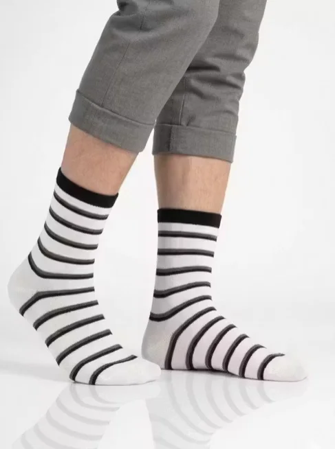 Moonveil Collections Men Premium Cotton Striped Ankle Socks Pack of 6 (2 Sets of 3 Pairs) Breathable Comfortable Sweat Absorbent Daily Wear White Socks India for Office Casual Sports Use image 3