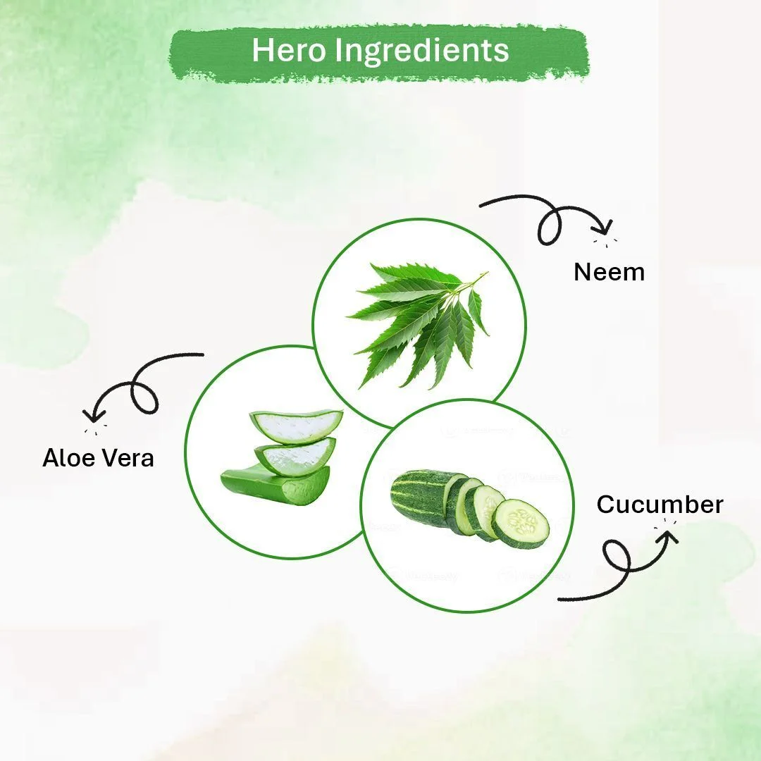 Oneway Happiness Neem Aloe Vera Face Wash for Acne Pimples Oil Control Deep Cleansing Natural Herbal Skin Care Daily Use Gentle Cleanser for Oily Sensitive Skin Trial Pack 1 ml image 2