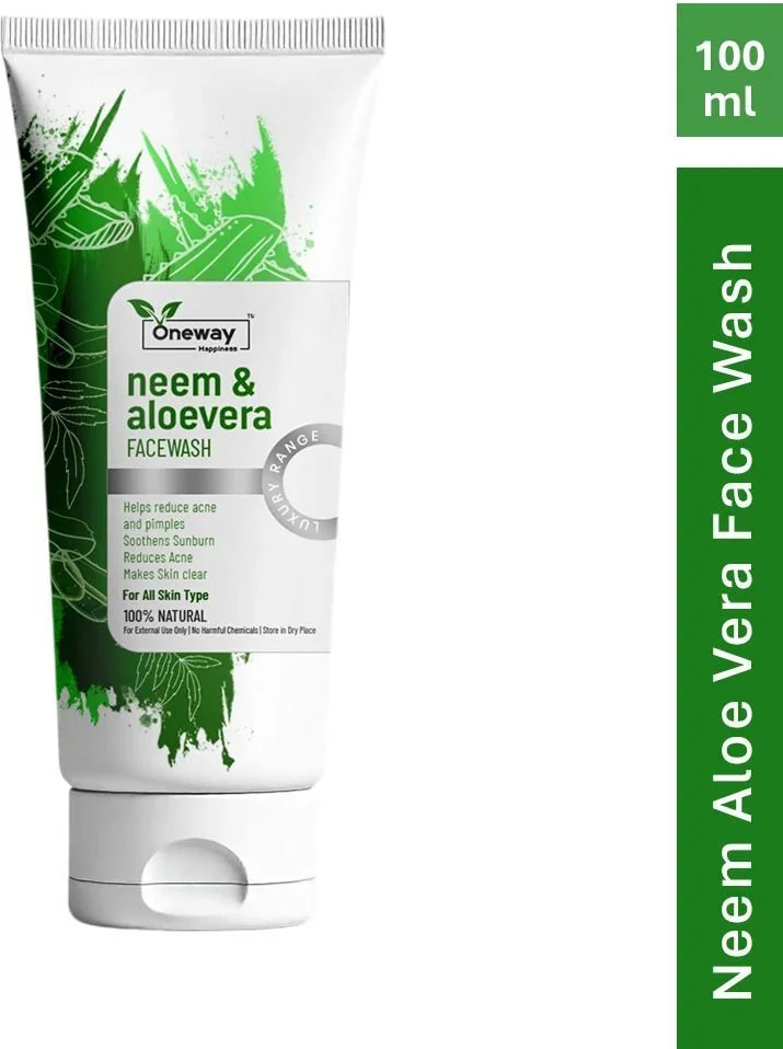 Oneway Happiness Neem Aloe Vera Face Wash for Acne Pimples Oil Control Deep Cleansing Natural Herbal Skin Care Daily Use Gentle Cleanser for Oily Sensitive Skin Trial Pack 1 ml image 1