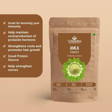 Vedaartha Organic Amla Powder 200g Pack of 2 | Ayurvedic Hair Growth & Skin Glow Powder | Vitamin C Rich Indian Gooseberry Powder for Hair Care, Skin Care, Immunity Boost thumbnail 1
