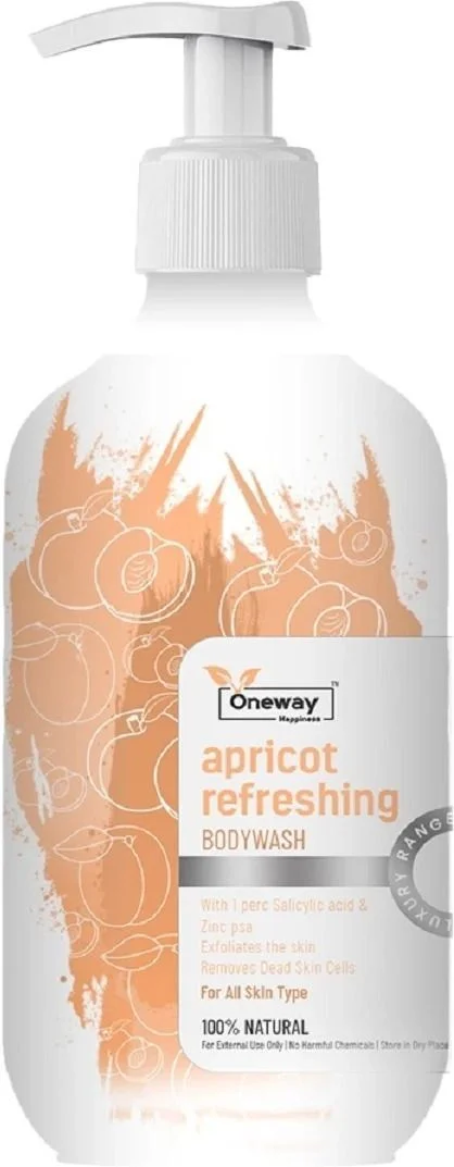 Oneway Happiness Apricot Body Wash 300ml with Vitamin E & Turmeric for Glowing Skin Deep Cleansing Hydrating Natural Shower Gel for Dry Dull Skin India image 1