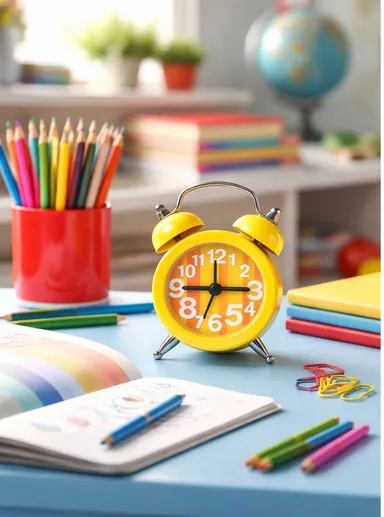 Red Metal Twin Bell Alarm Clock for Heavy Sleepers, Vintage Analog Table Clock with Backlight, Decorative Retro Desk Clock for Kids Room and Study Table thumbnail 2