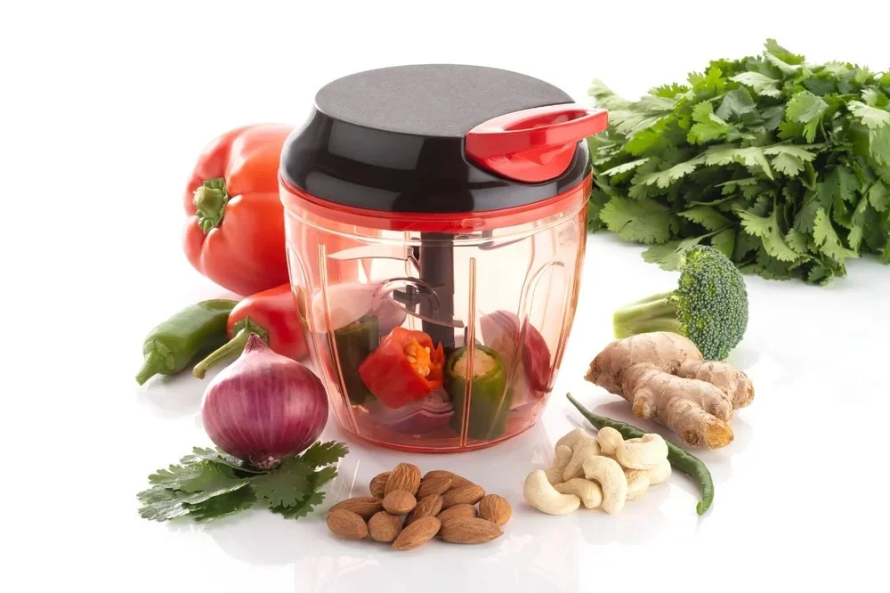 Manual Dori Pull Chopper & Whisker Hand Operated Kitchen Vegetable Cutter, Multi Purpose Food Chopper for Onion Tomato Garlic Herbs Nuts Salad Mixer Egg Beater, No Electricity Needed image 2