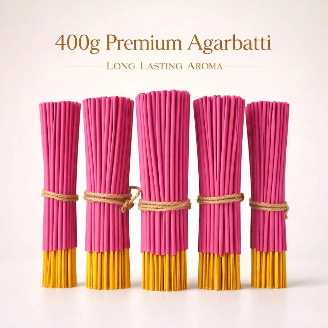 Nimba Naturals Rose Premium Pink Incense Sticks 400g Set of 5 Long Lasting Fragrance Agarbatti for पूजा Meditation Relaxation Home Temple Use Natural Aromatic Dhoop Sticks image 4