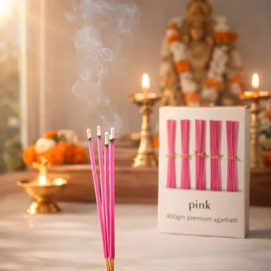 Nimba Naturals Rose Premium Pink Incense Sticks 400g Set of 5 Long Lasting Fragrance Agarbatti for पूजा Meditation Relaxation Home Temple Use Natural Aromatic Dhoop Sticks thumbnail 4