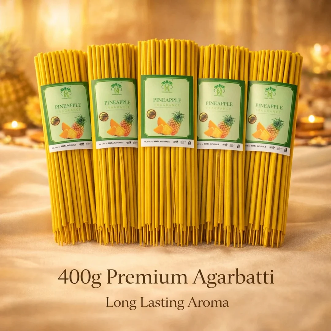 Nimba Naturals Premium Pineapple Fragrance Incense Sticks 400g Set of 5 Long Lasting Aromatic Agarbatti for Puja Meditation Relaxation Home Temple Use Fresh Fruity Scent image 2