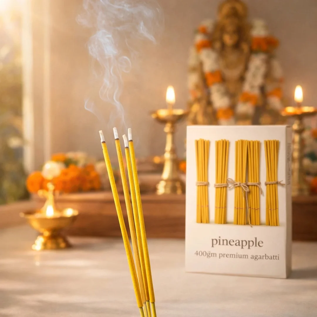 Nimba Naturals Premium Pineapple Fragrance Incense Sticks 400g Set of 5 Long Lasting Aromatic Agarbatti for Puja Meditation Relaxation Home Temple Use Fresh Fruity Scent image 5
