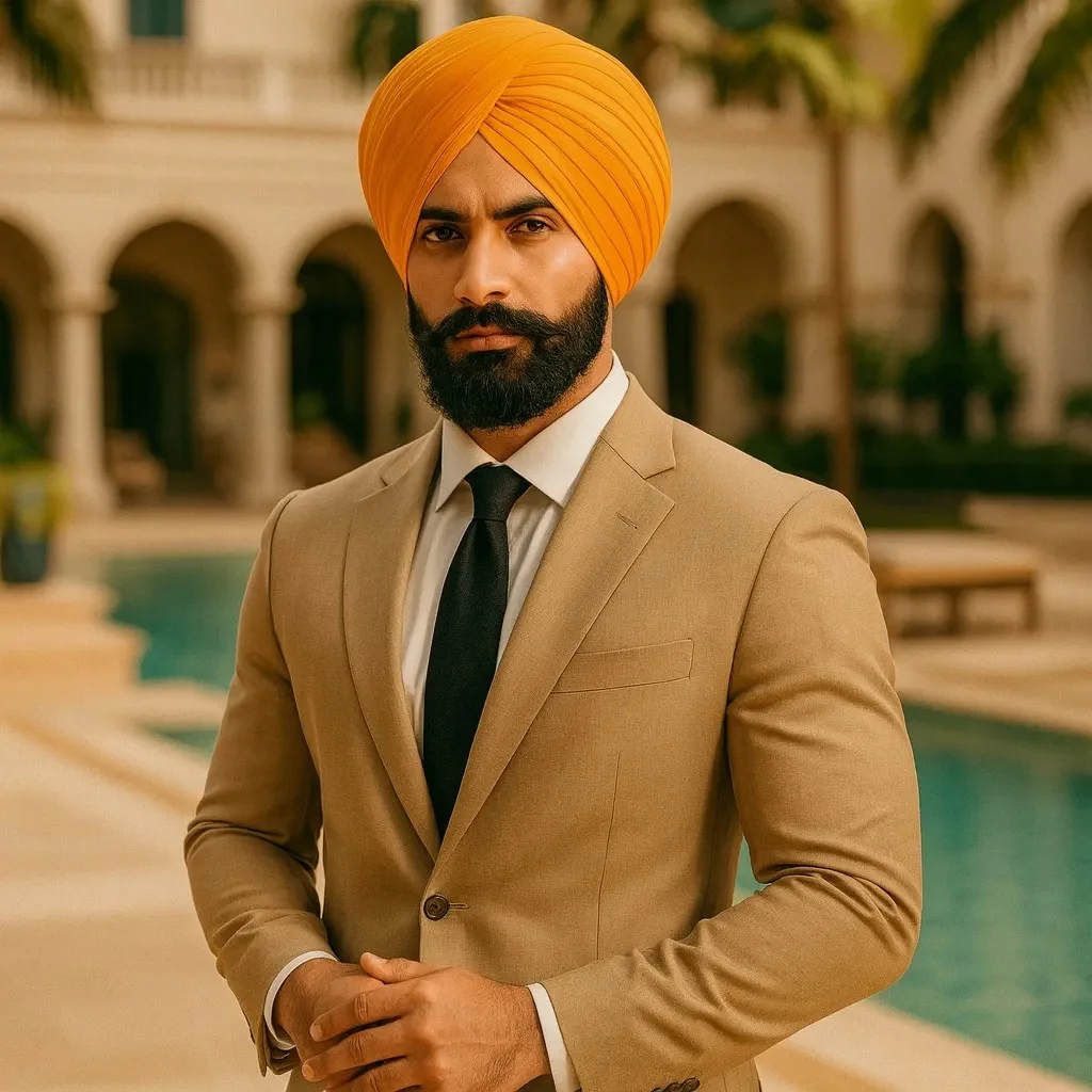 Mango Cream Turban Punjabi Wedding Pagg Patiala Fashion Premium Ethnic Groom Headwear Traditional Wedding Ceremony Turban for Men Festive Occasion Wear Elegant Cream Shade Wedding Pagg 6.5 image 1
