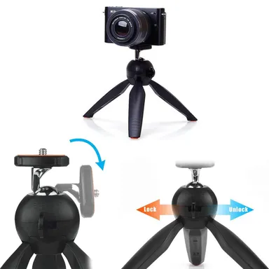 "Universal Mini Tripod Stand for Smartphones & DSLR Cameras, 360° Rotatable Ball Head, Lightweight & Portable for Vlogging & Reels"  thumbnail 2