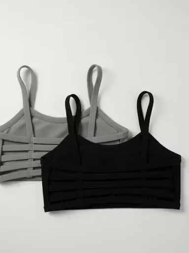 Women Cotton Six Patti Lightly Padded Non-Wired Sports Bra Every Day Comfort Cotton Bra Combo Black and Grey Activewear Support Padded Sports  28B thumbnail 2