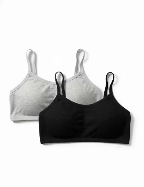 Women Cotton Six Patti Lightly Padded Non-Wired Sports Bra Every Day Comfort Cotton Bra Combo Black and Grey Activewear Support Padded Sports  30B image 2