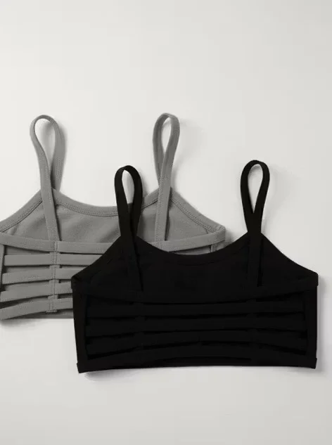 Women Cotton Six Patti Lightly Padded Non-Wired Sports Bra Every Day Comfort Cotton Bra Combo Black and Grey Activewear Support Padded Sports  30B image 3