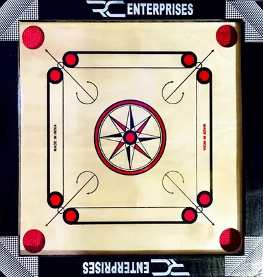 R C Enterprises 20 Inch 3 in 1 Carrom Board with Ludo & Chess Combo Set 50 cm Premium Printed Board with 24 Crystal Coins Striker Powder Indoor Family Board Game Set Durable Travel Friendly India Black Beige thumbnail 3