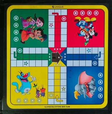 R C Enterprises 20 Inch 3 in 1 Carrom Board with Ludo & Chess Combo Set 50 cm Premium Printed Board with 24 Crystal Coins Striker Powder Indoor Family Board Game Set Durable Travel Friendly India Black Beige thumbnail 4