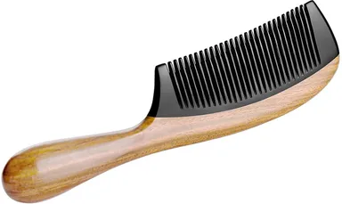Ginni Marketing Handmade Fine Tooth Buffalo Horn Wooden Comb 8.25 Inch – Natural Anti-Static Hair Grooming Comb for All Hair Types, Eco-Friendly thumbnail 2