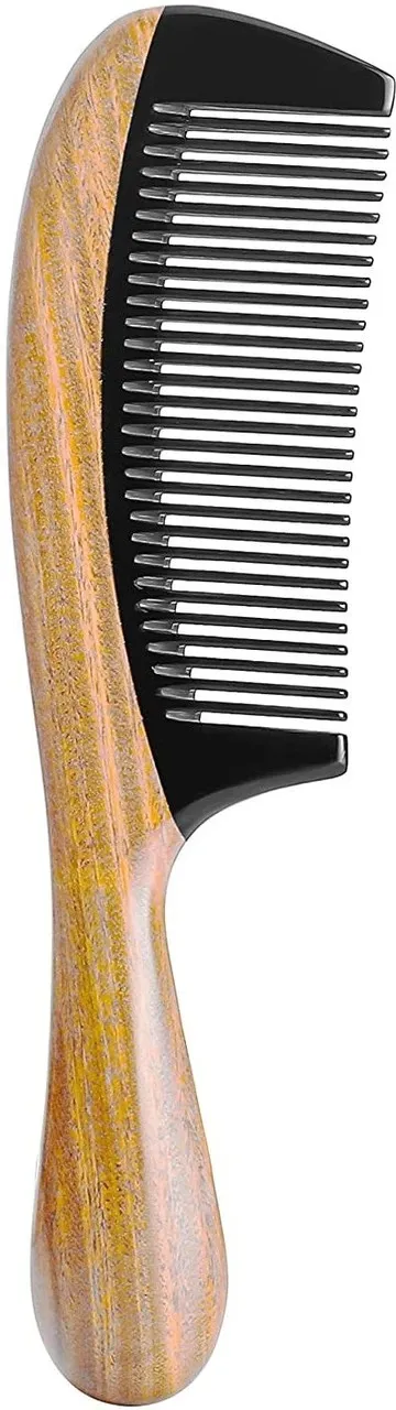 Ginni Marketing Handmade Fine Tooth Buffalo Horn Wooden Comb 8.25 Inch – Natural Anti-Static Hair Grooming Comb for All Hair Types, Eco-Friendly thumbnail 3