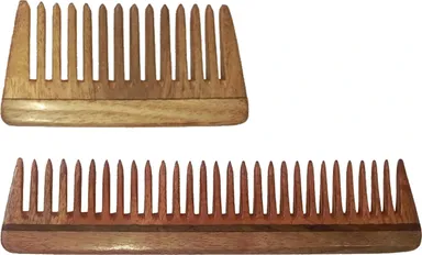 Ginni Marketing Combo of 2 Neem Wood Combs – Regular Detangler 7.5 Inch & Small/Baby Detangler 4 Inch, Anti-Bacterial, Chemical-Free Hair Grooming for All Ages thumbnail 1