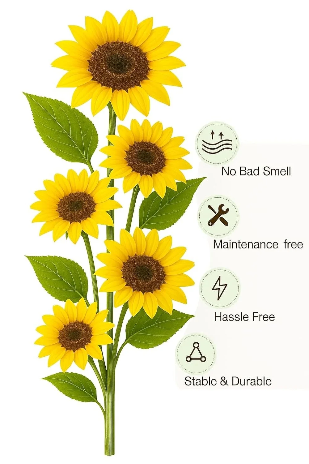 Large Artificial Yellow Sunflower 117cm Tall × 25cm Wide | Realistic Full Bloom Silk Flower for Vase, Home, Office & Party Decoration India Pack of 1 image 4