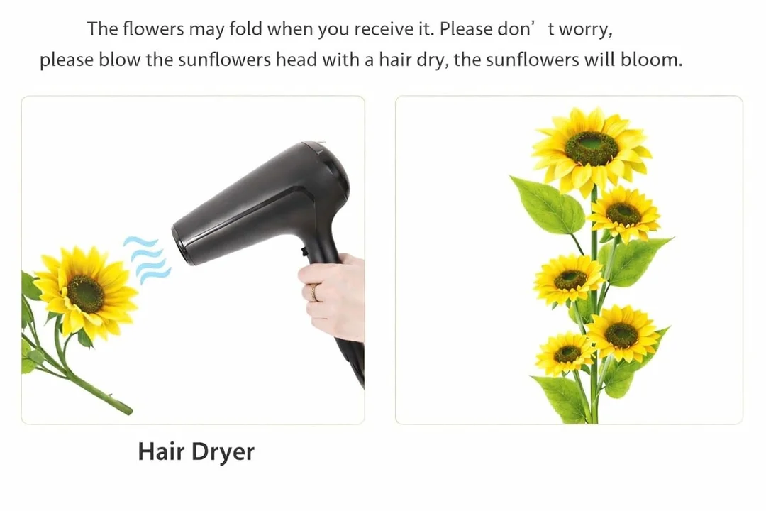 Large Artificial Yellow Sunflower 117cm Tall × 25cm Wide | Realistic Full Bloom Silk Flower for Vase, Home, Office & Party Decoration India Pack of 1 image 5