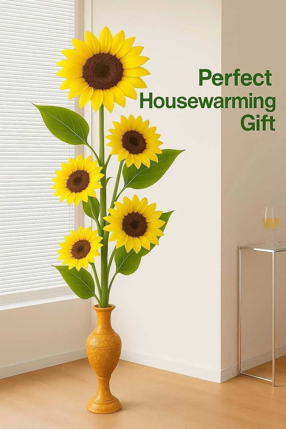 Large Artificial Yellow Sunflower 117cm Tall × 25cm Wide | Realistic Full Bloom Silk Flower for Vase, Home, Office & Party Decoration India Pack of 1 image 6