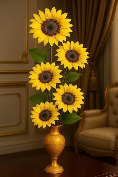 Large Artificial Yellow Sunflower 117cm Tall × 25cm Wide | Realistic Full Bloom Silk Flower for Vase, Home, Office & Party Decoration India Pack of 1 thumbnail 6