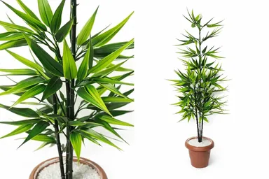 Artificial Bamboo Plant 80cm Tall Double Tone 60 Leaves | Large 5 Stick Faux Tree for Indoor Home, Office & Living Room Decoration, Without Pot thumbnail 1
