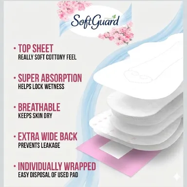 SoftGuard Ultra Soft Super Absorbent Sanitary Pads Pack of 2| 25 Count Each, 12 Hours Protection, Hypoallergenic, Breathable, Comfortable, Leak-Free Period Pads for Women  thumbnail 2