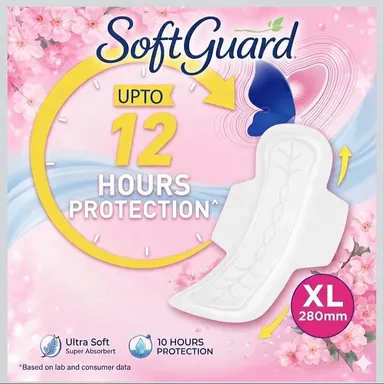 SoftGuard Ultra Soft Super Absorbent Sanitary Pads 40 Count Pack of 2, 12 Hours Leak-Free Protection, Hypoallergenic, Breathable & Comfortable Period Pads for Women India thumbnail 3