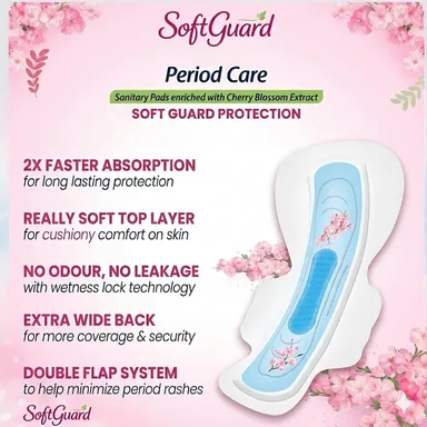 SoftGuard Ultra Soft Super Absorbent Sanitary Pads 40 Count Pack of 2, 12 Hours Leak-Free Protection, Hypoallergenic, Breathable & Comfortable Period Pads for Women India thumbnail 4