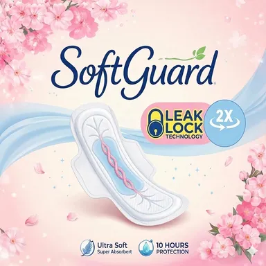 SoftGuard Ultra Soft Super Absorbent Sanitary Pads 40 Pad Pack|12 Hours Leak-Free Protection, Hypoallergenic, Breathable & Comfortable Period Pads for Women  thumbnail 1